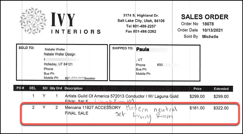 ivy interior invoice - updated
